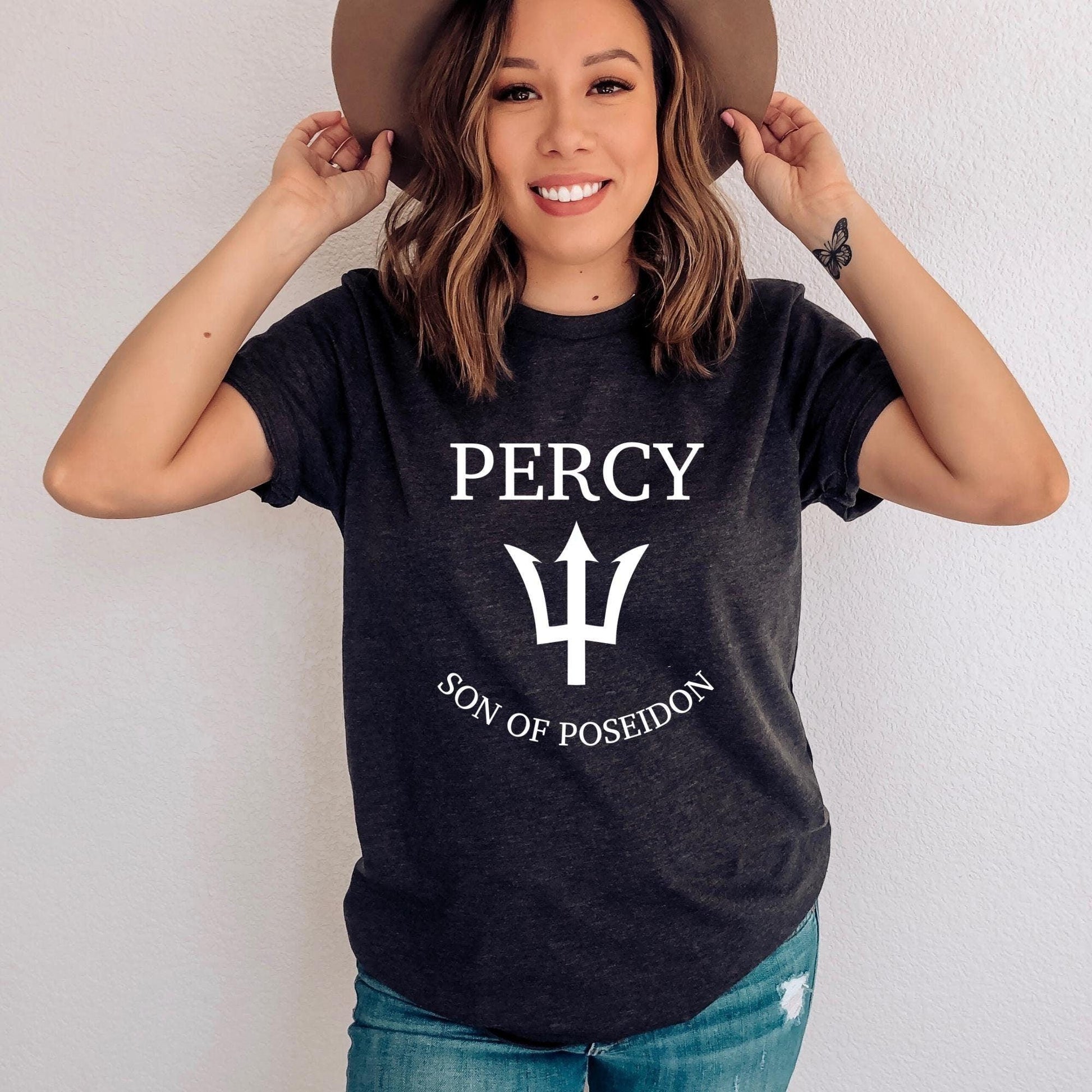 Percy Son of Poseidon dark grey heather shirt ink and stories