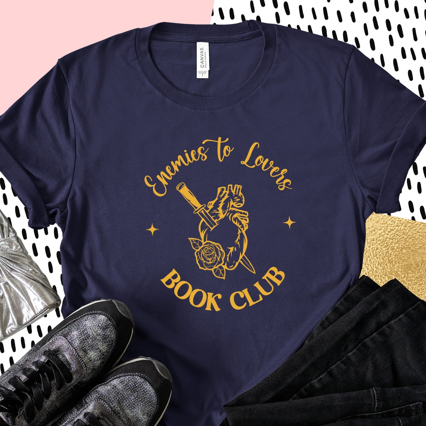Enemies to Lovers Book Club Navy Shirt Ink and Stories
