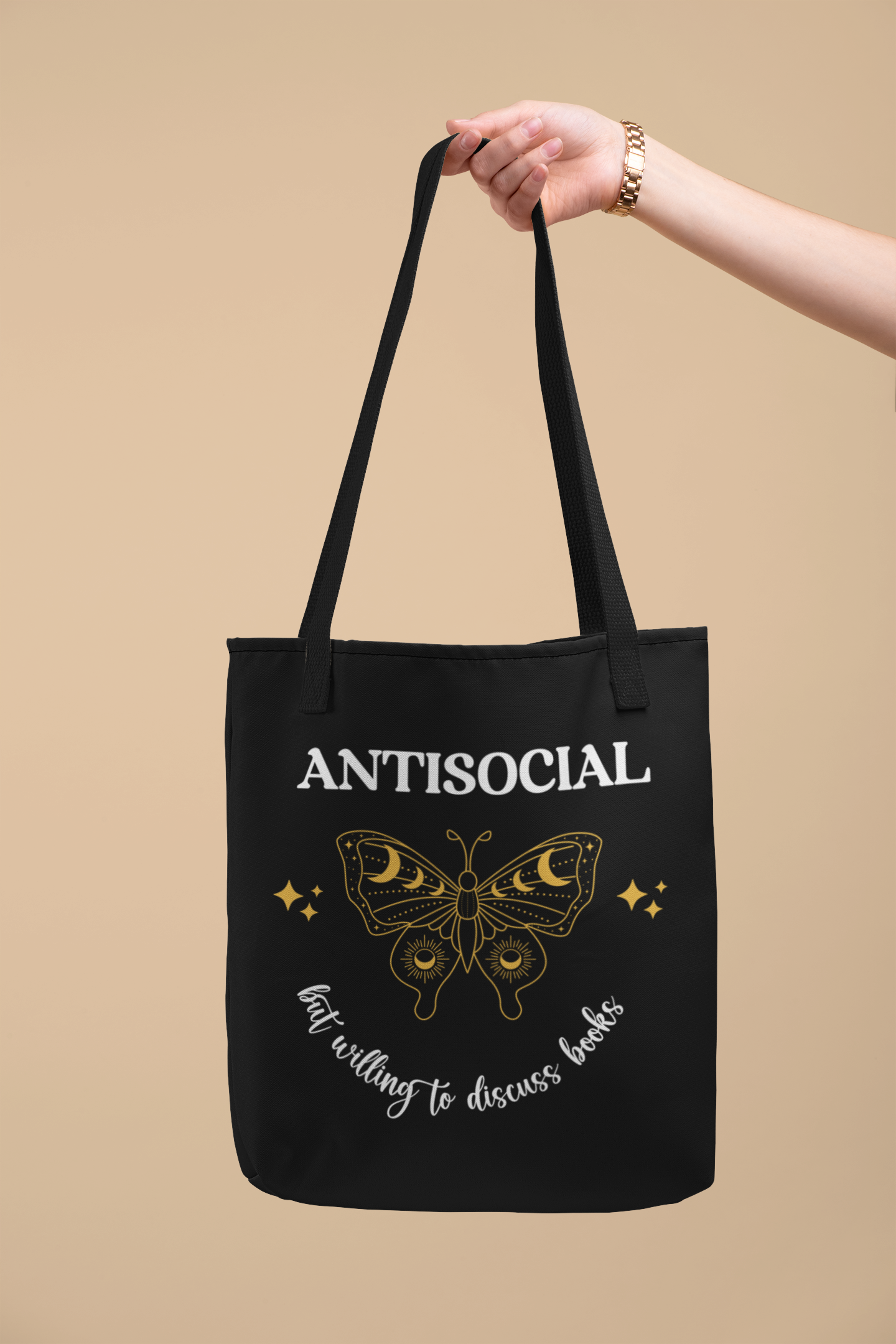 Mock up of the Antisocial Book Club Tote Bag