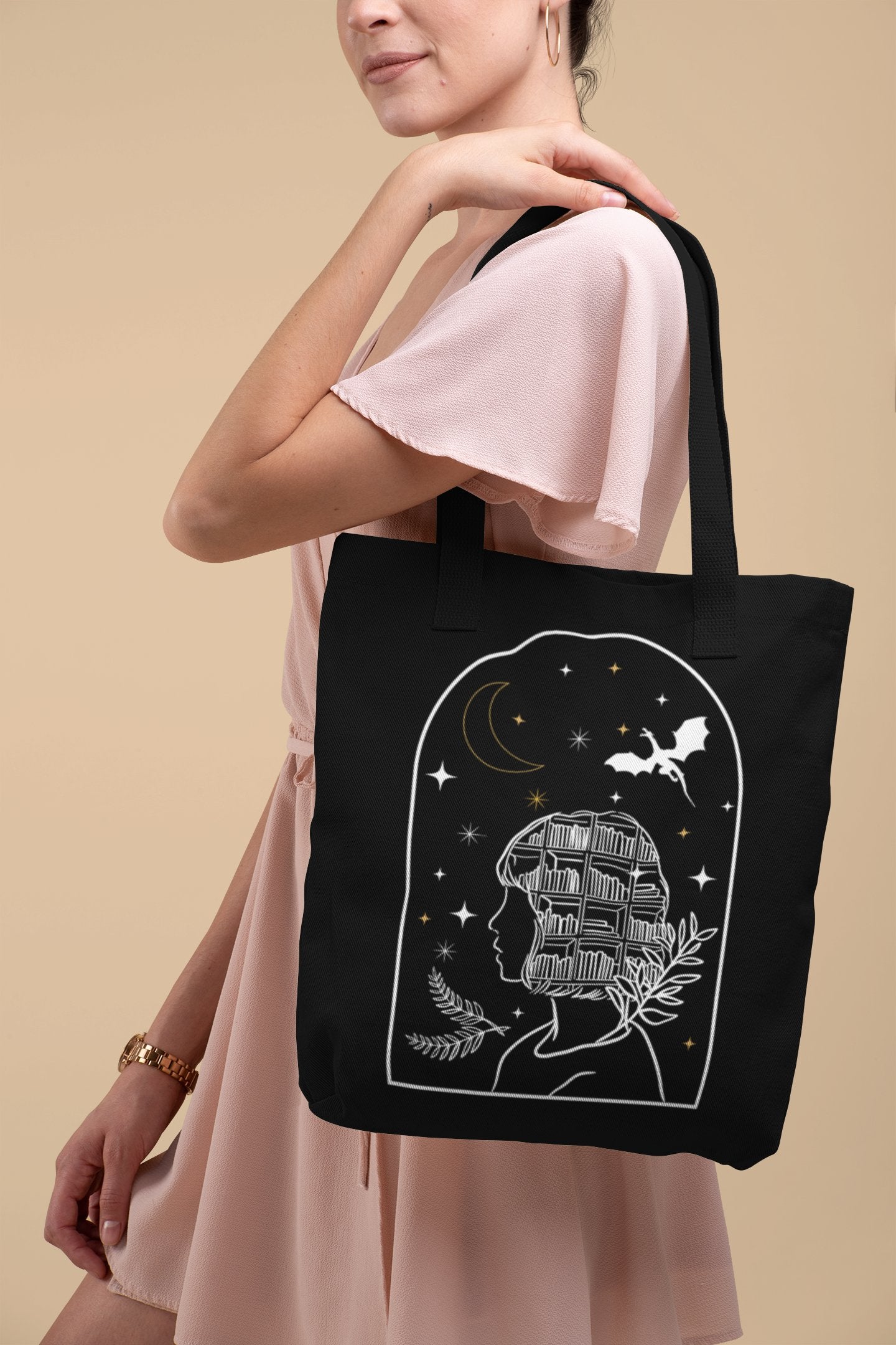 A tote bag showing the design from Once upon a broken heart