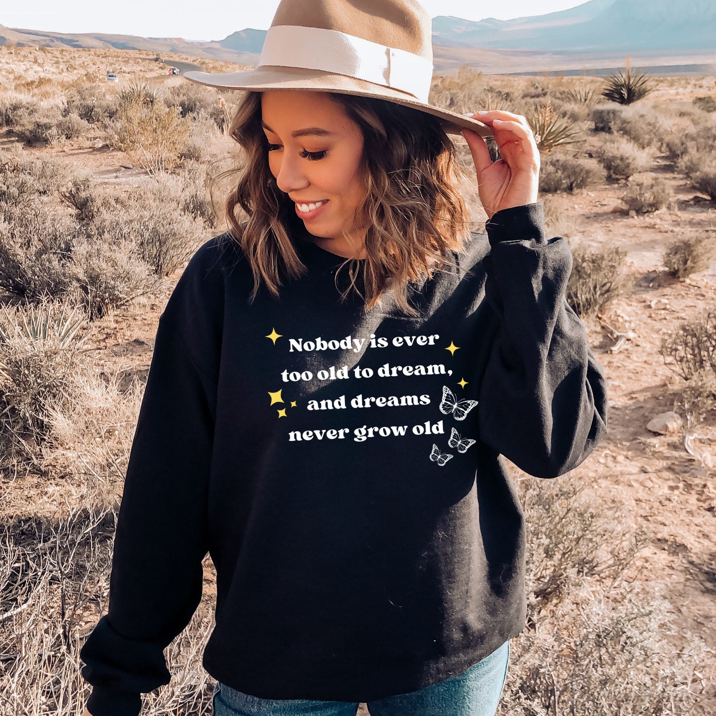 Anne of Green Gables Black Sweatshirt| Nobody is ever too old to dream | L.M MONTGOMERY | Starlit Prose bookish merch