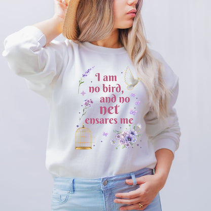 I am no bird Pink Jane Eyre White Sweatshirt | Jane Eyre | Starlit Prose bookish merch