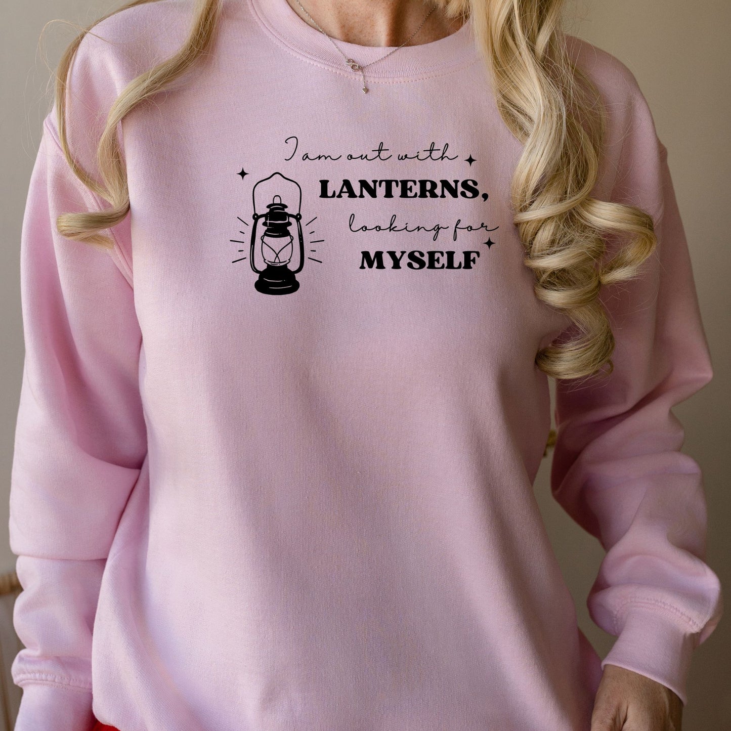 I'm out with Lanterns Pink Sweatshirt | Emily Dickinson Poetry | Starlit Prose bookish merch