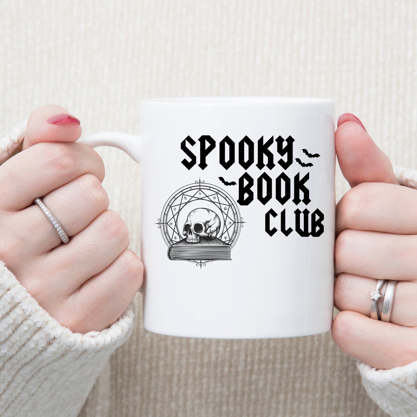 Two hands holding Spooky Book Club Mug | Bookish Halloween | Ink & Stories