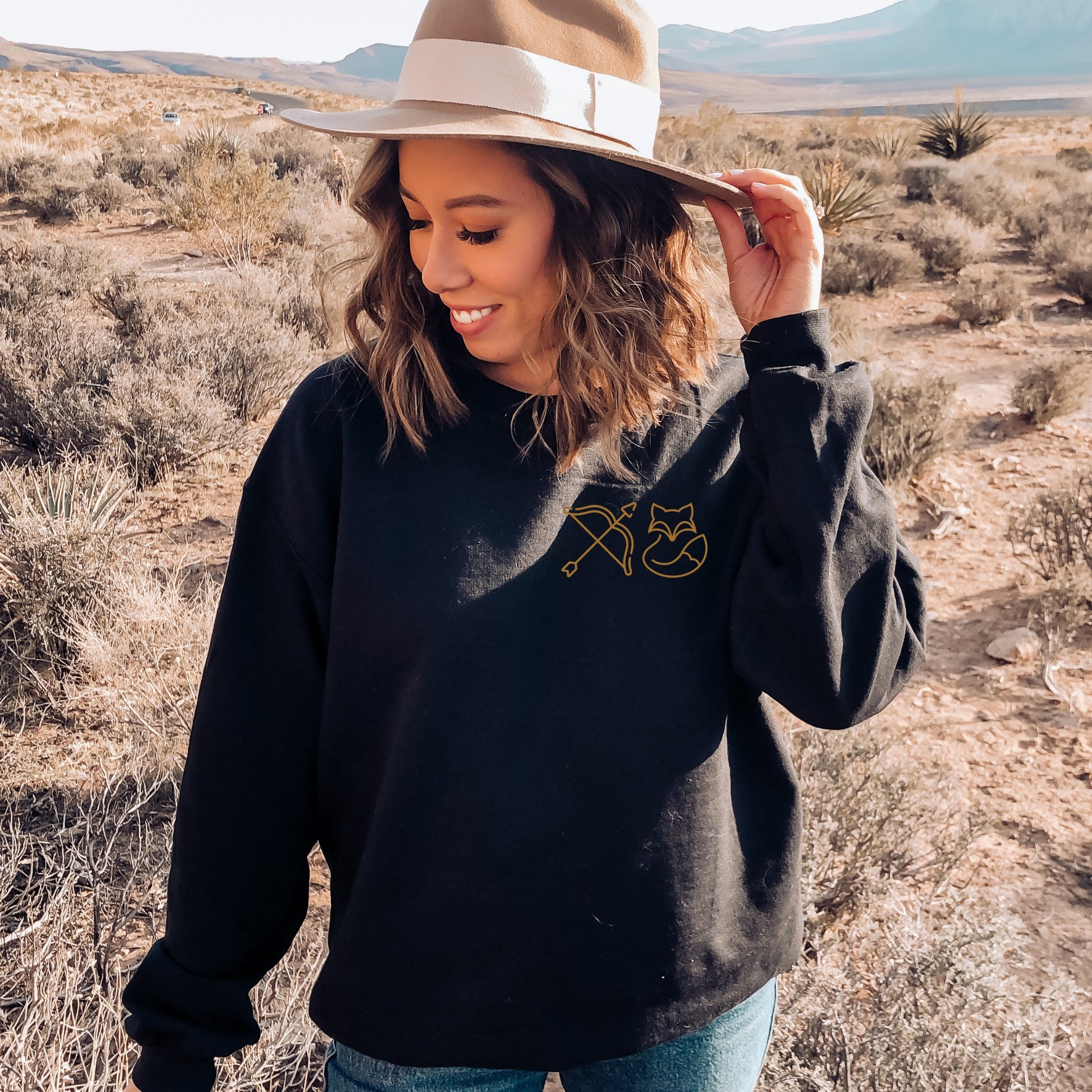 The Ballad of the Archer and the Fox Black Front Sweatshirt | Once upon a Broken Heart merch | Ink and Stories bookish Merch Australia