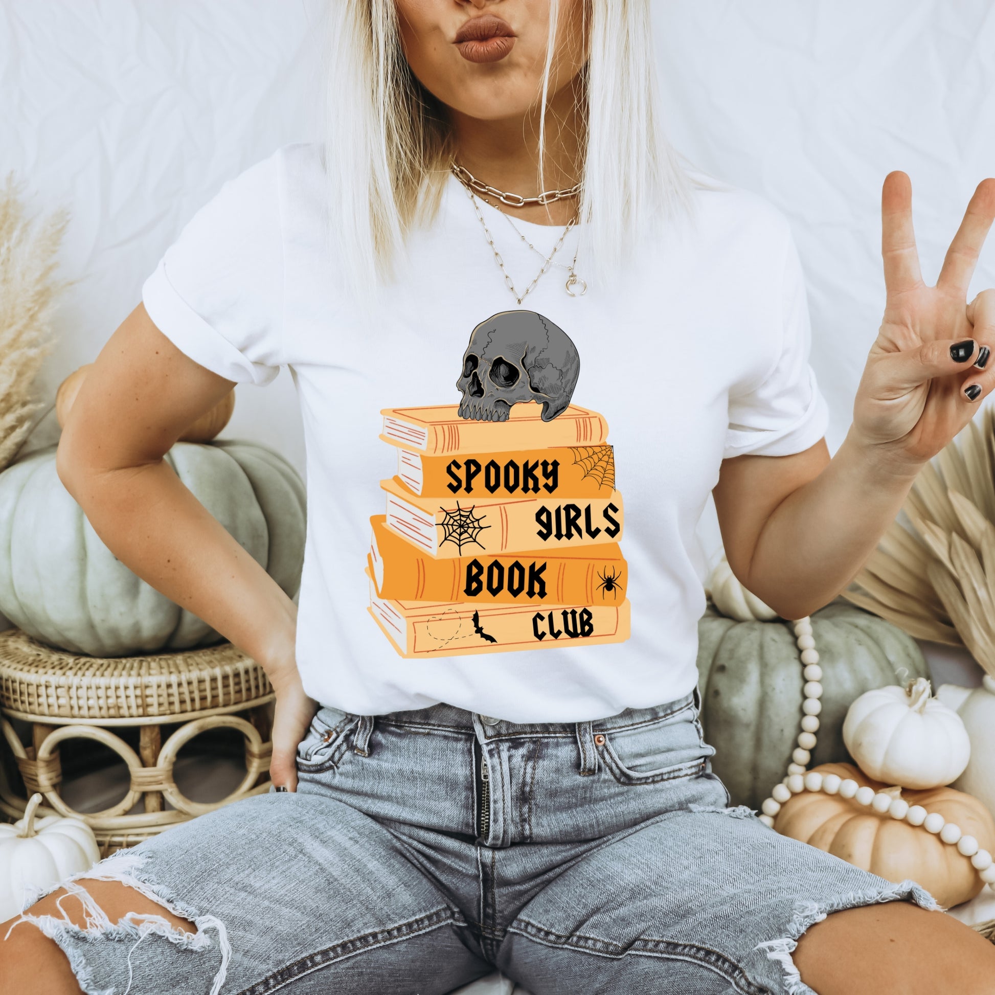 Spooky Girls Book Club White T-Shirt 