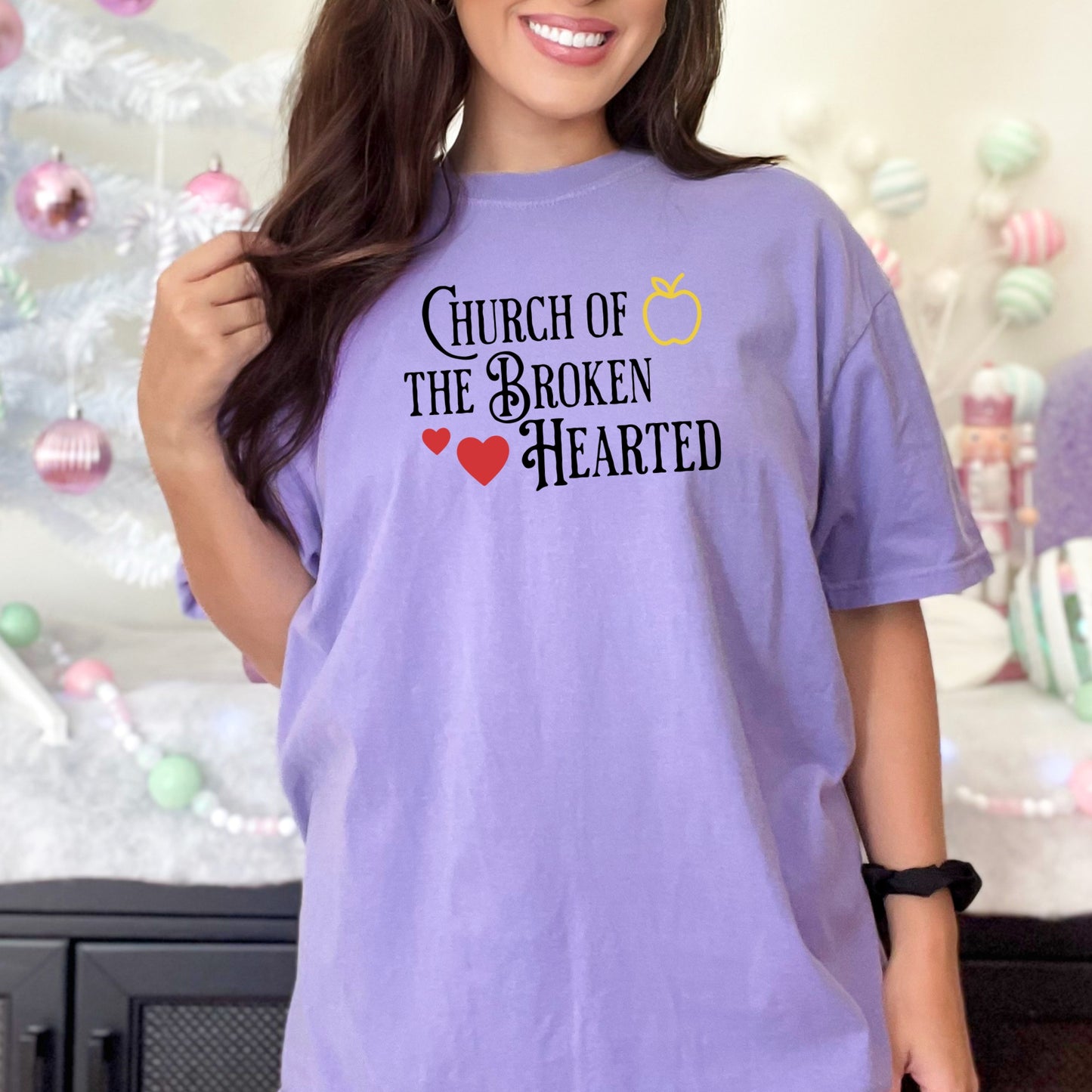 The Church of the Broken Hearted Purple Comfort Colors T-Shirt | Once upon a Broken Heart | Ink and Stories bookish merch