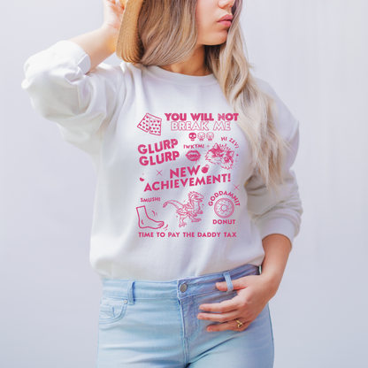 Dungeon Crawler Carl graphic collage style white Sweatshirt | Starlit Prose Bookish Merch
