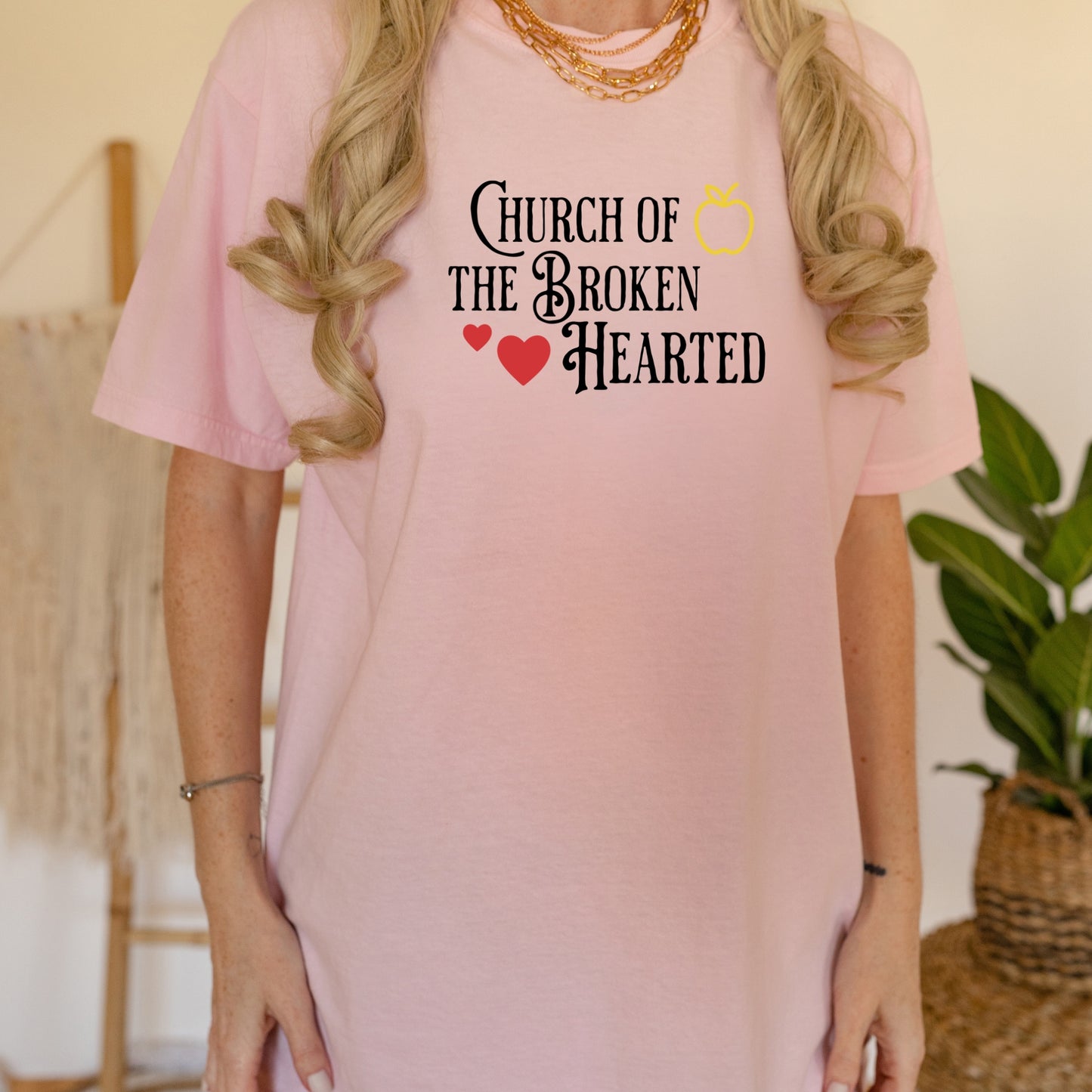 The Church of the Broken Hearted Pink Comfort Colors T-Shirt | Once upon a Broken Heart | Ink and Stories bookish merch