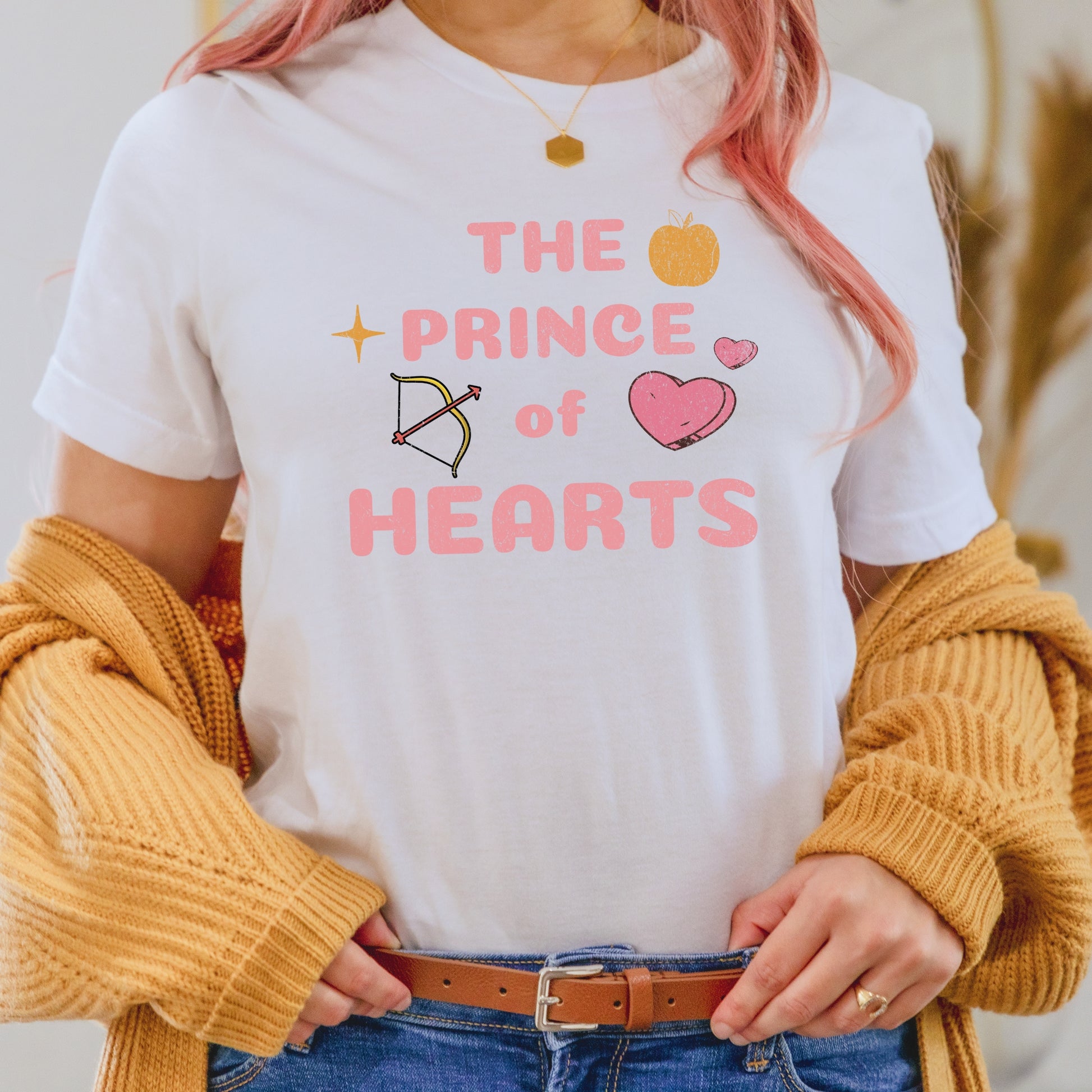 Jacks The Prince of Hearts on a White T- Shirt | Once upon a Broken Heart merch | Ink and Stories bookish merch