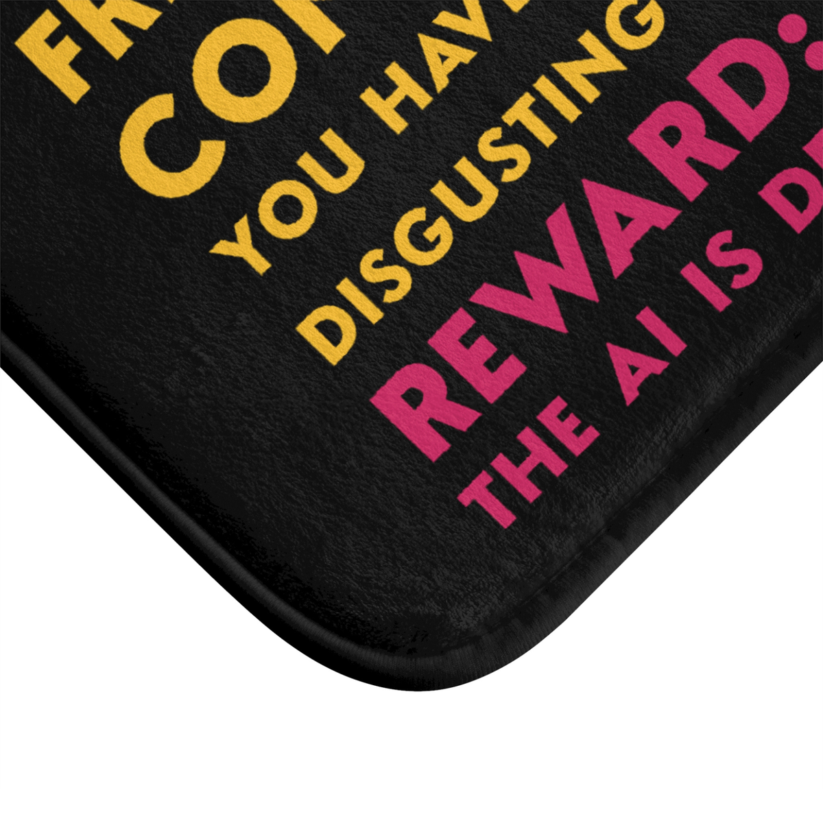 Close up view of the dungeon crawler carl bath mat.
