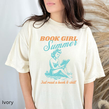 Book Girl Summer Ivory Comfort Colors T-Shirt | Starlit Prose bookish merch
