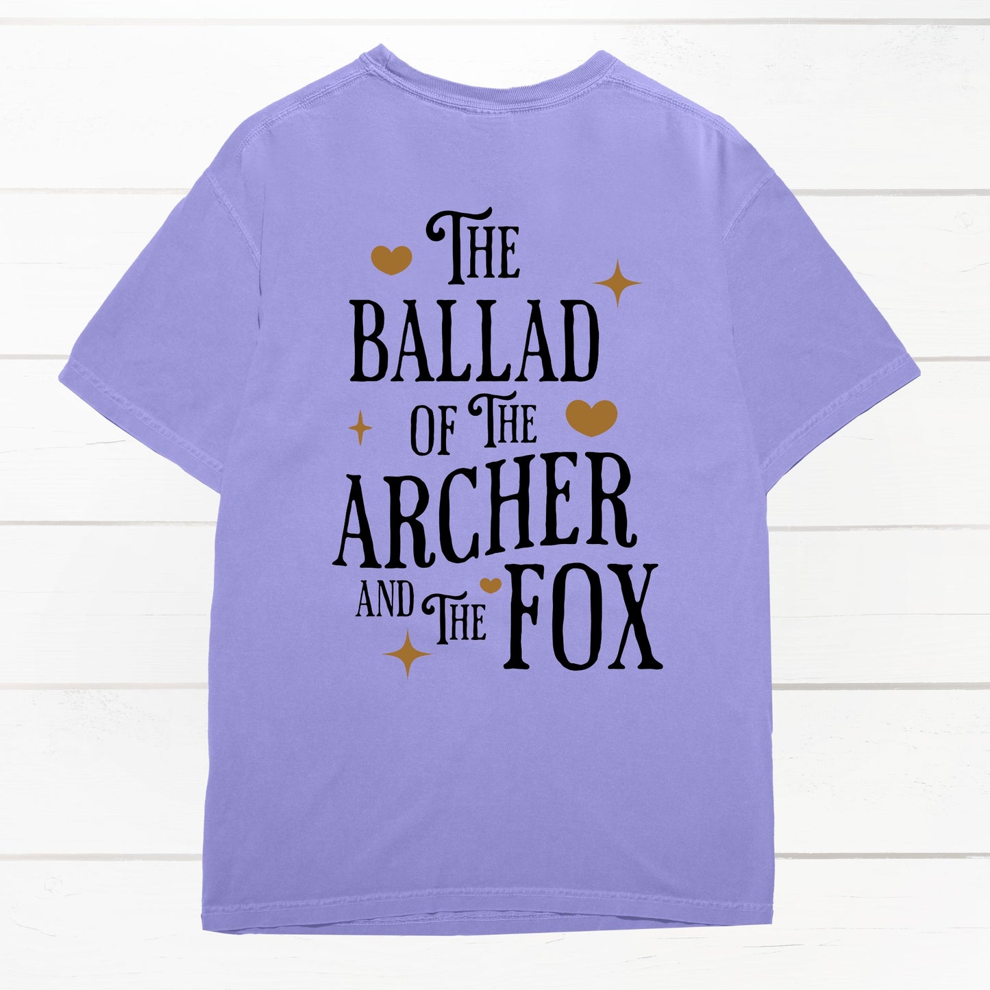 The Ballad of the Archer and the Fox Purple back Comfort Colors T-Shirt | Once upon a Broken Heart merch