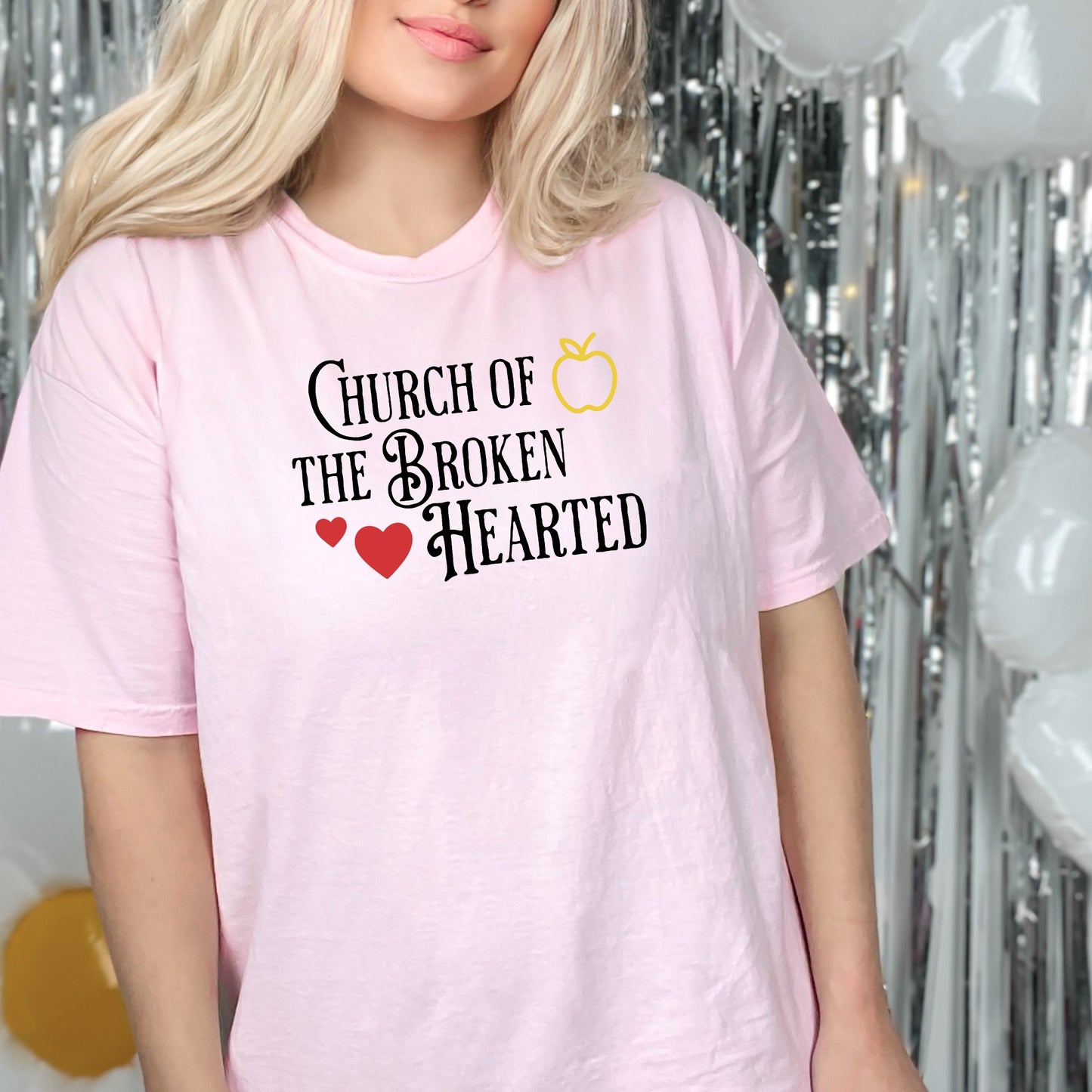 The Church of the Broken Hearted Pink Comfort Colors T-Shirt | Once upon a Broken Heart | Ink and Stories bookish merch