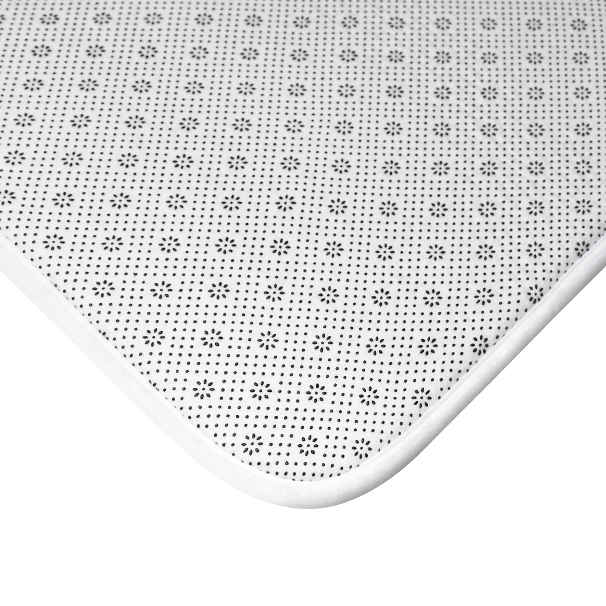 Close up view of the backing material on the back of the dungeon crawler carl bath mat.