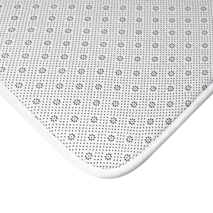 Close up view of the backing material on the back of the dungeon crawler carl bath mat.