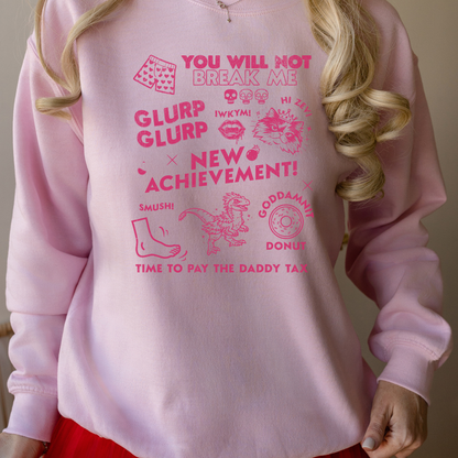 Dungeon Crawler Carl graphic collage style Pink Sweatshirt | Starlit Prose Bookish Merch