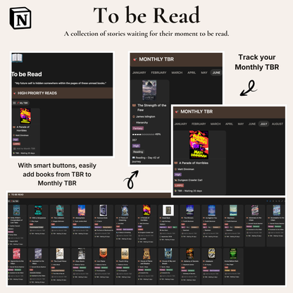 To be Read page Bookish Reading Journal Notion