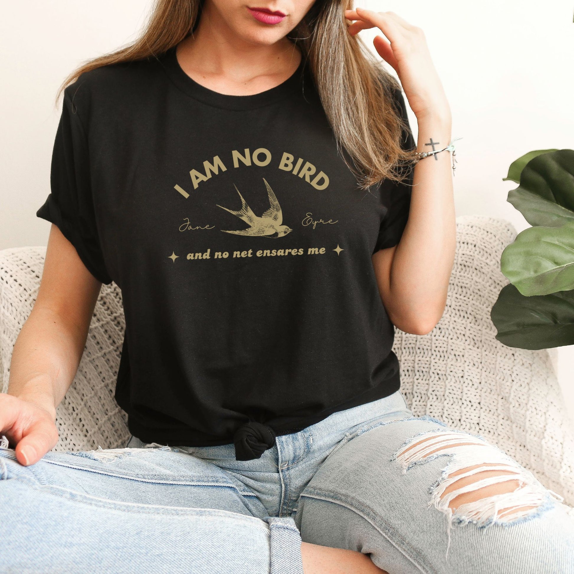 I am no bird Jane Eyre Black T-Shirt | Jane Eyre Classic Books | Starlit Prose bookish merch