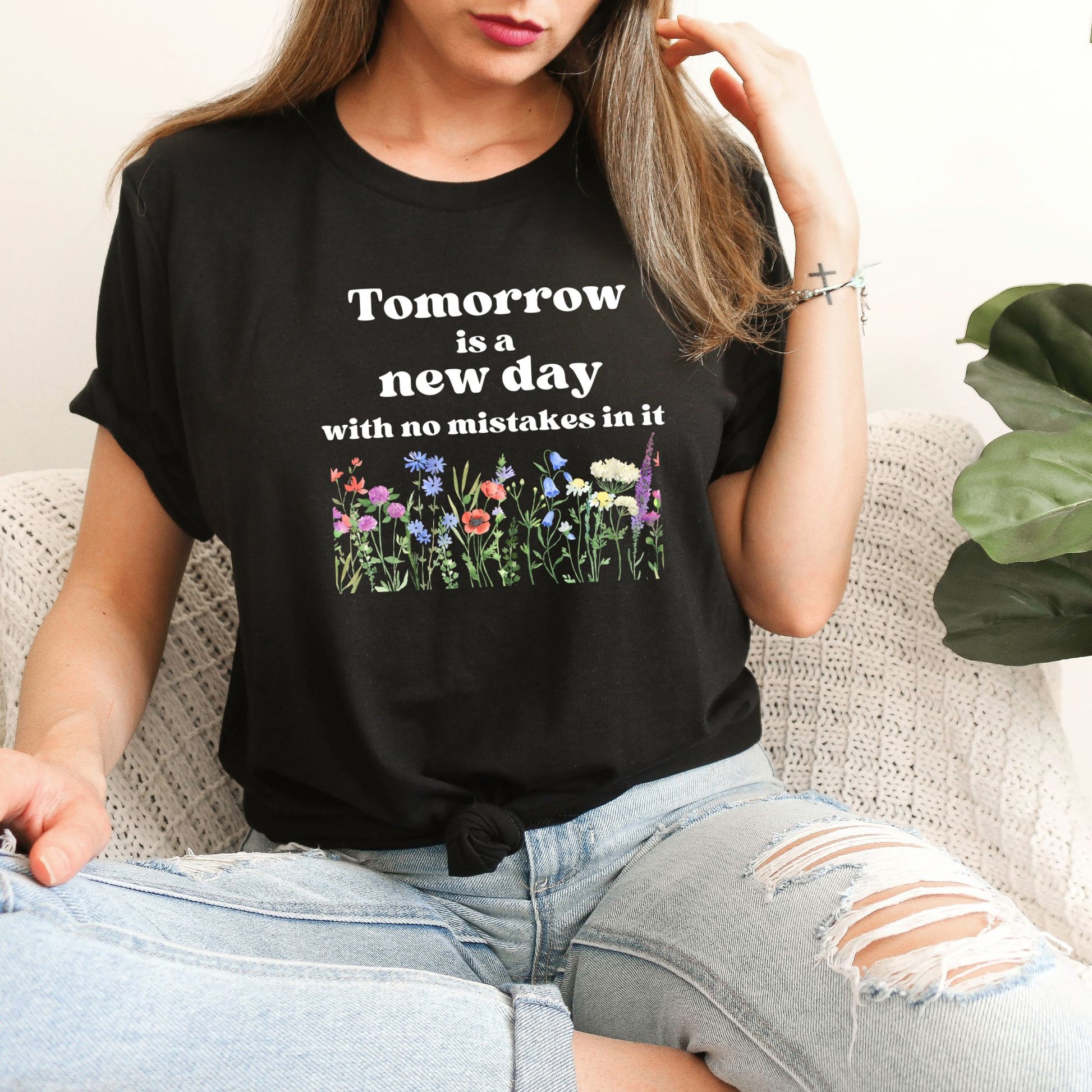 Anne of Green Gables Tomorrow is a new day Black T-Shirt | L.M MONTGOMERY |Starlit Prose bookish merch