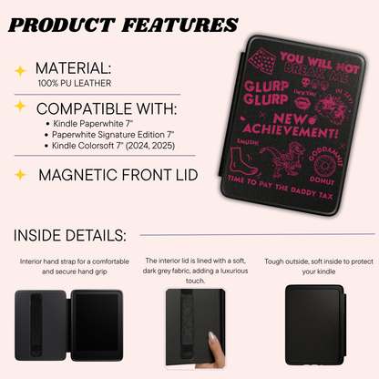 Product Features page - with material information and device compatibility.