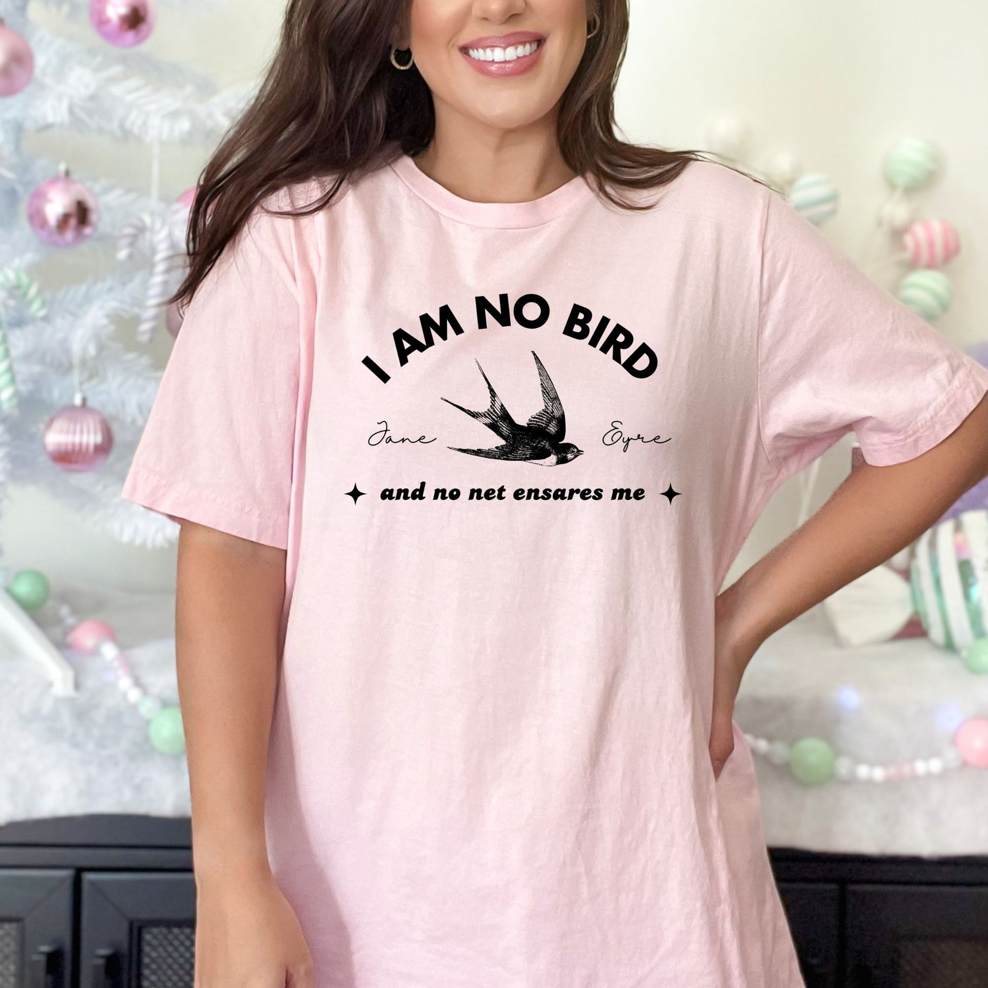 I am no bird Jane Eyre Pink T-Shirt | Jane Eyre Classic Books | Starlit Prose bookish merch