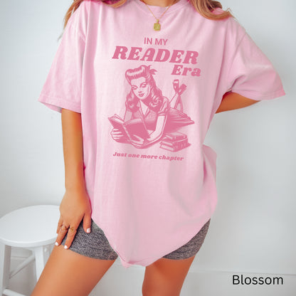 In my Reader Era Bookish Blossom Pink Comfort Colors T-shirt | Starlit Prose bookish merch