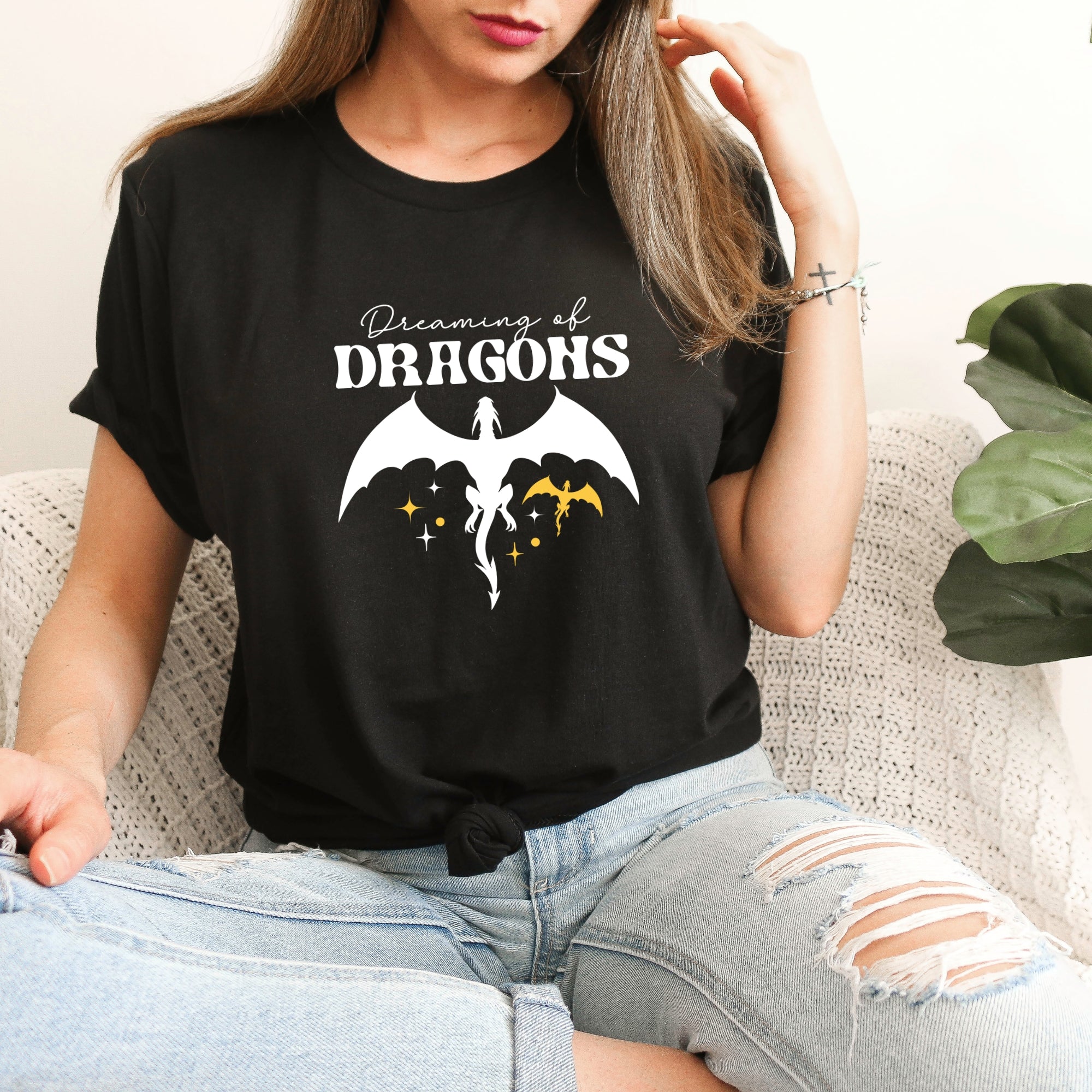 Dreaming of Dragons Black T-Shirt | Fantasy Bookish Merch