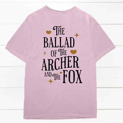 The Ballad of the Archer and the Fox Pink back Comfort Colors T-Shirt | Once upon a Broken Heart merch