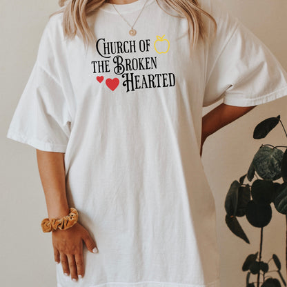 The Church of the Broken Hearted White Comfort Colors T-Shirt | Once upon a Broken Heart | Ink and Stories bookish merch