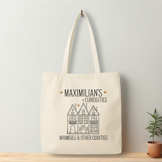 Maximilian's Curiosities Tote Bag | Once upon a Broken Heart | Bookish Library Bag Gift | Ink and Stories bookish merch