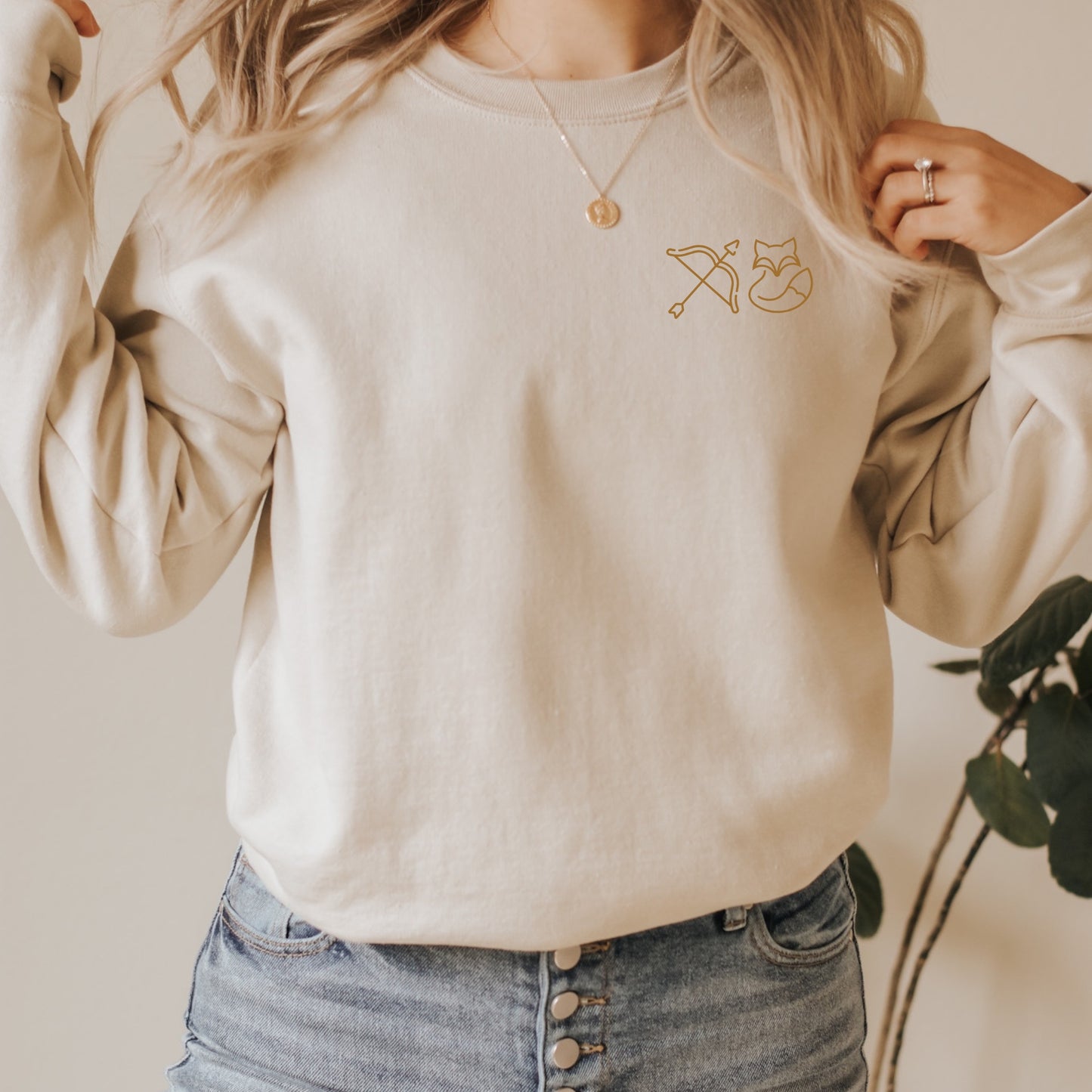 The Ballad of the Archer and the Fox Sand Front Sweatshirt | Once upon a Broken Heart merch | Ink and Stories bookish Merch Australia