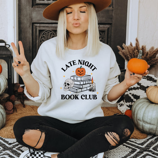 Late Night Book Club White Sweatshirt | Bookish Merch | Ink & Stories