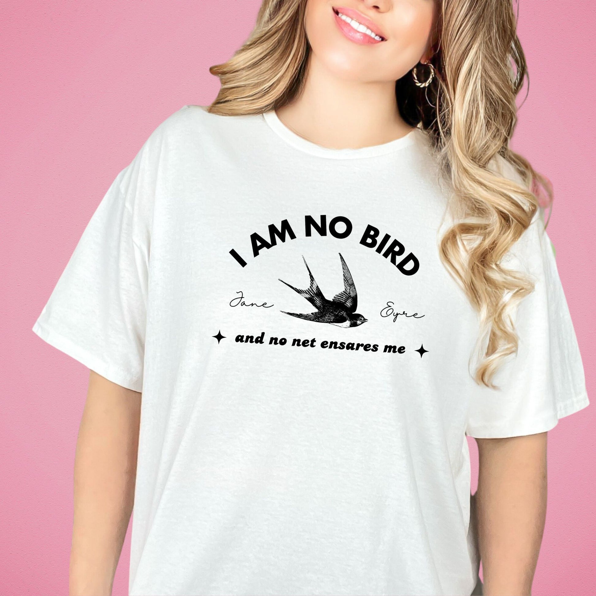 I am no bird Jane Eyre White T-Shirt | Jane Eyre Classic Books | Starlit Prose bookish merch