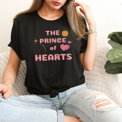 Jacks The Prince of Hearts on a Black T- Shirt | Once upon a Broken Heart merch | Ink and Stories bookish merch