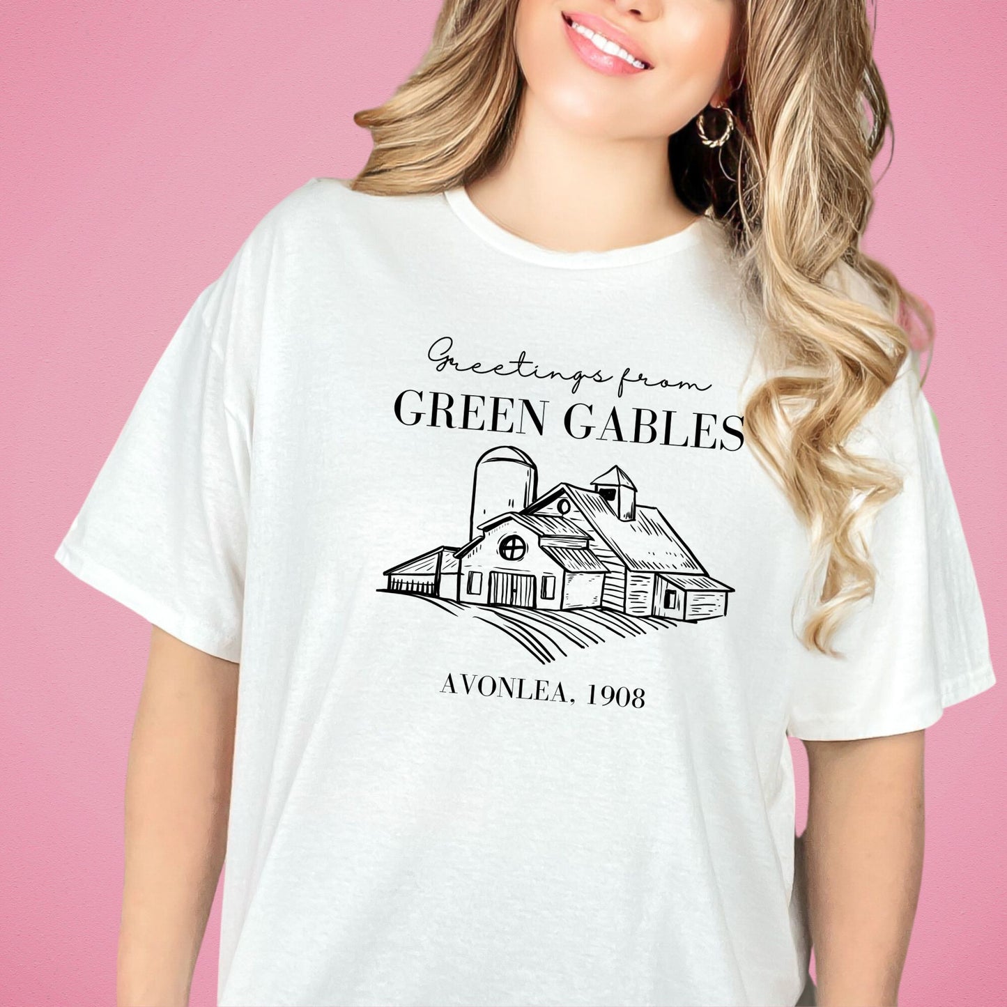 Anne of Green Gables Farmhouse White T-Shirt | L.M MONTGOMERY | Starlit Prose bookish merch