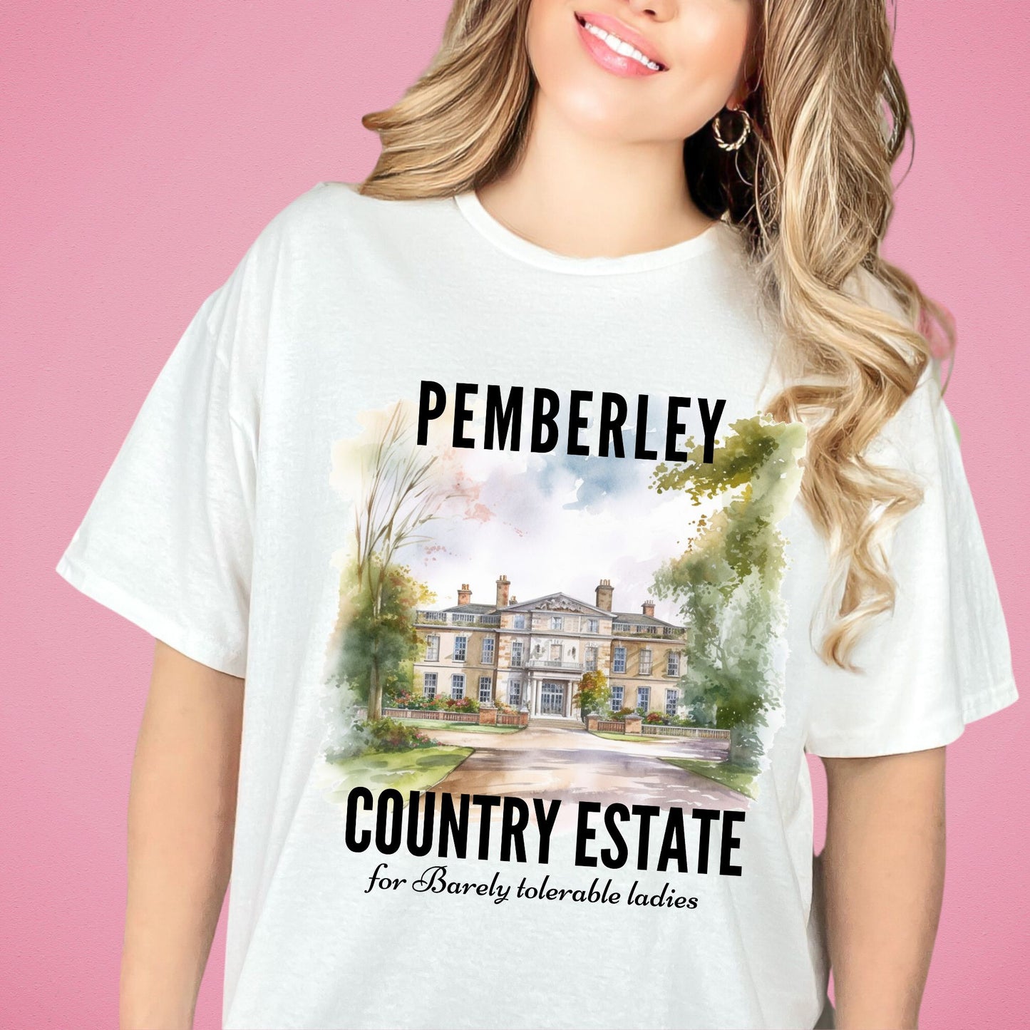 Pemberley Country Estate White T-Shirt | Jane Austen | Starlit Prose bookish merch