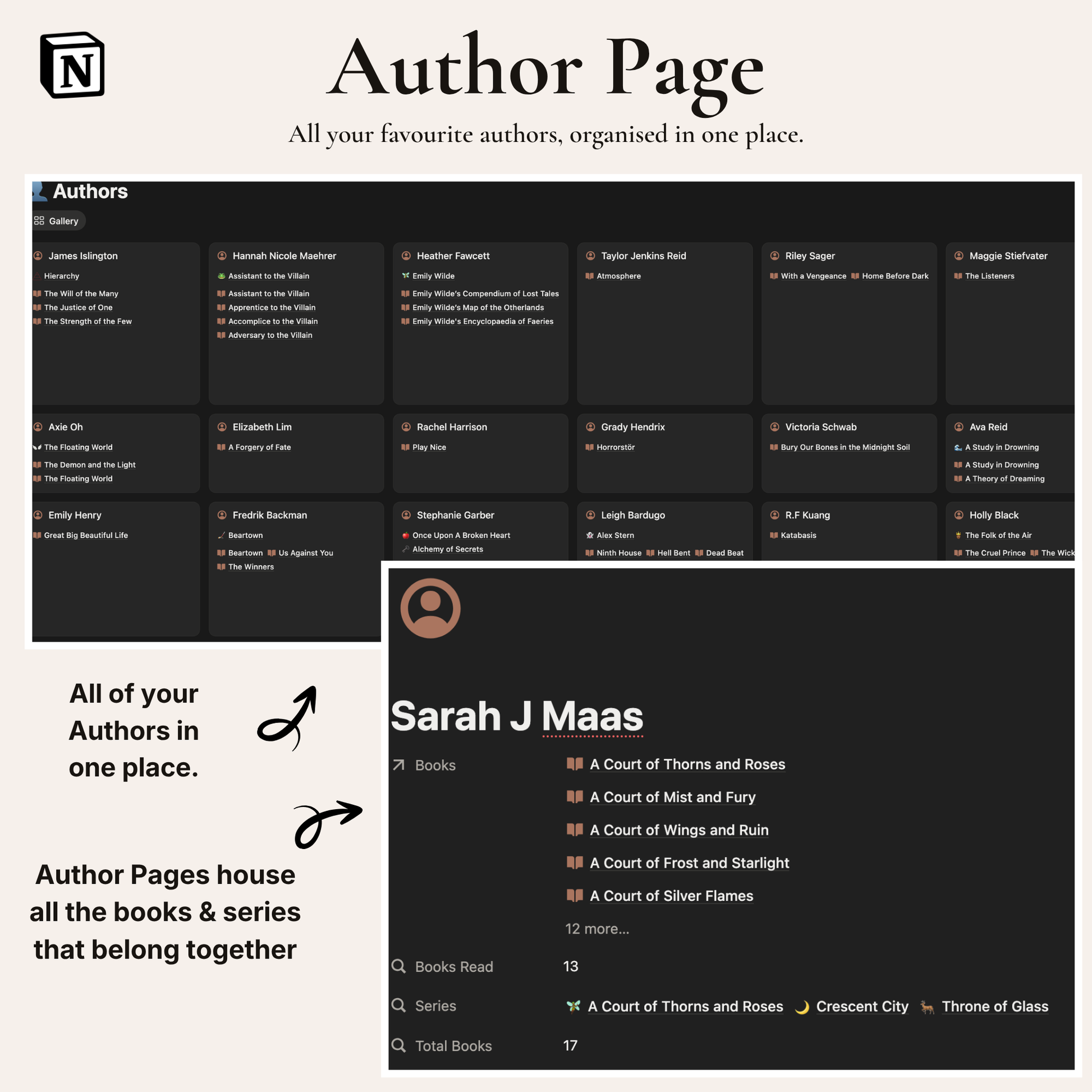 Notion Digital Reading Journal Author Page