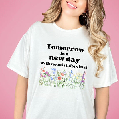 Anne of Green Gables Tomorrow is a new day White T-Shirt | L.M MONTGOMERY |Starlit Prose bookish merch