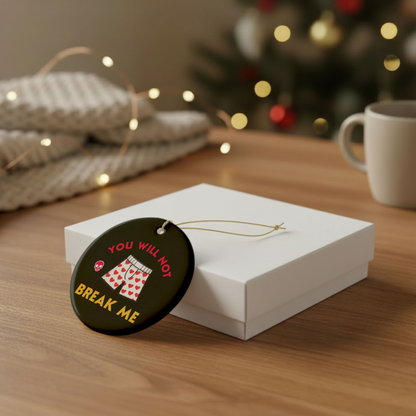 The Dungeon crawler carl bookish ornament shown with the plain white gift box option.