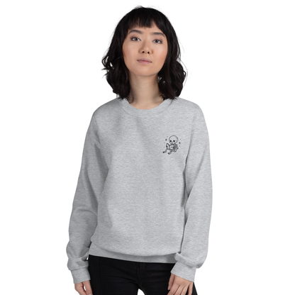 Cute Embroidered Skeleton Reading Sweatshirt