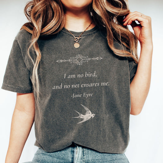 I am no bird gothic Pepper Comfort Colors T-Shirt | Jane Eyre Classic quote | Starlit Prose bookish merch