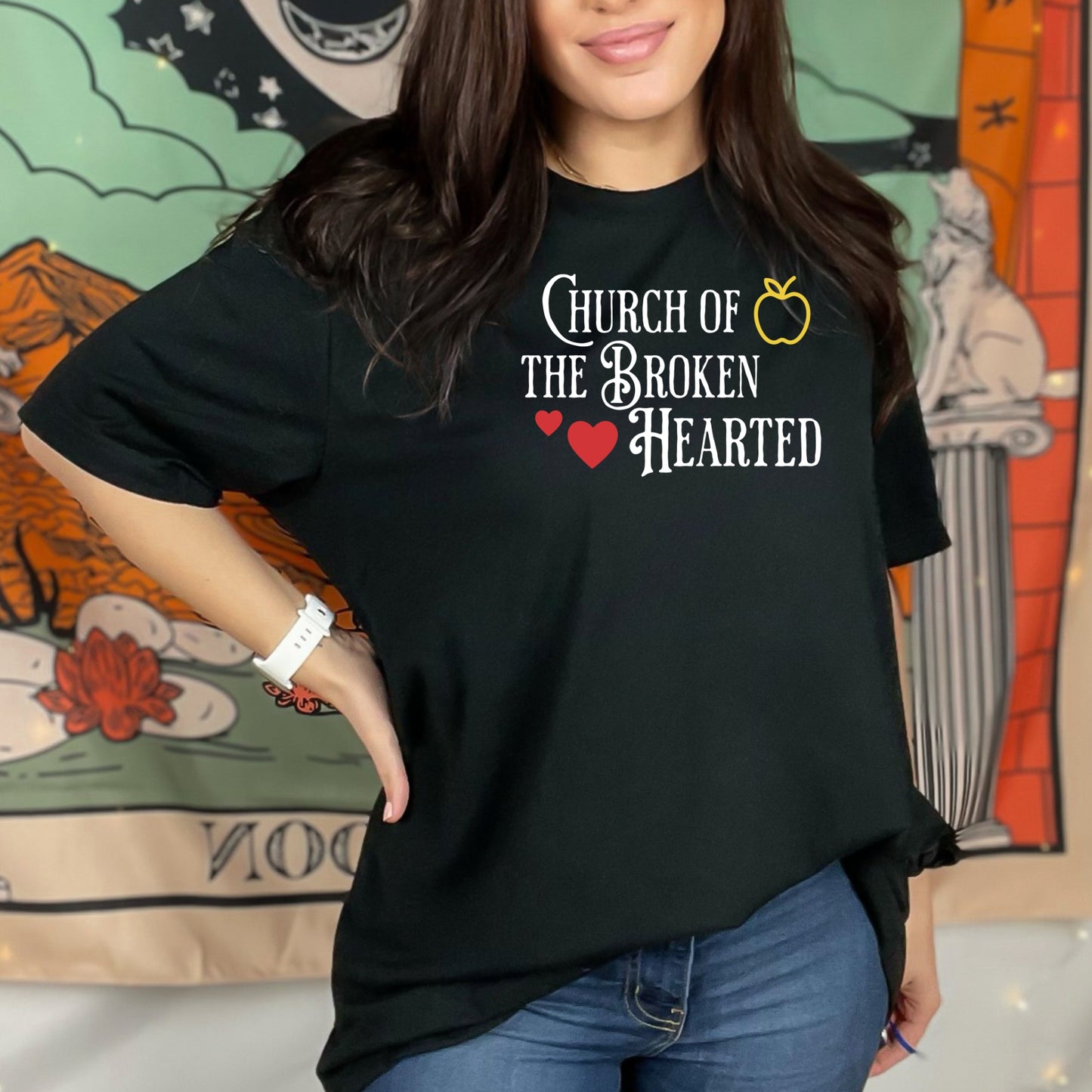 The Church of the Broken Hearted Black Comfort Colors T-Shirt | Once upon a Broken Heart | Ink and Stories bookish merch