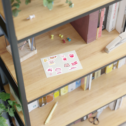 6"x 4 " Dungeon Crawler Carl Sticker Sheet shown on shelf for size| Starlit Prose Bookish Merch Australia