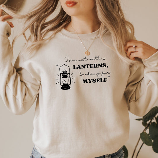 I'm out with Lanterns Sand Sweatshirt | Emily Dickinson Poetry | Starlit Prose bookish merch