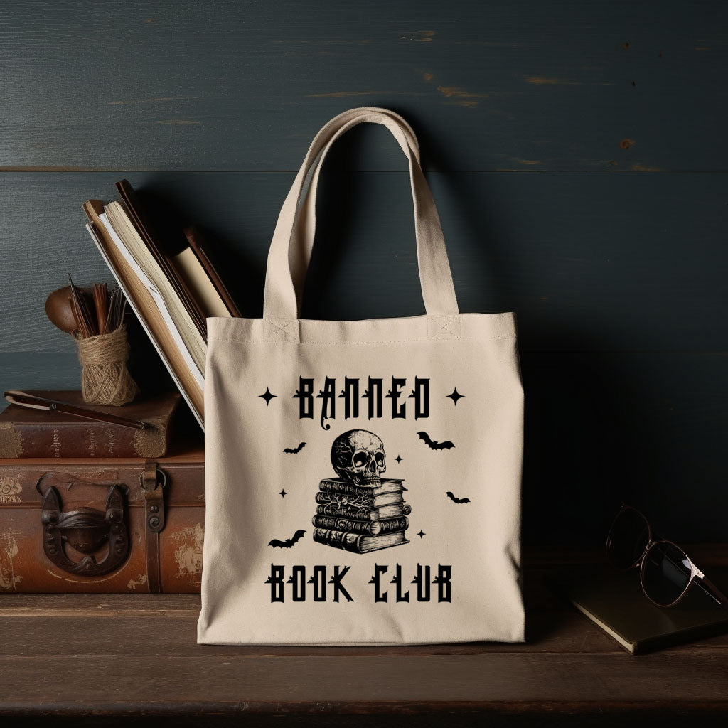 Banned Book Club Tote Bag Mockup| Bookish Halloween | Ink & Stories Bookish Merch Australia