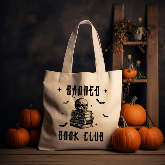 Banned Book Club Tote Bag Halloween Mockup| Bookish Halloween | Ink & Stories Bookish Merch Australia