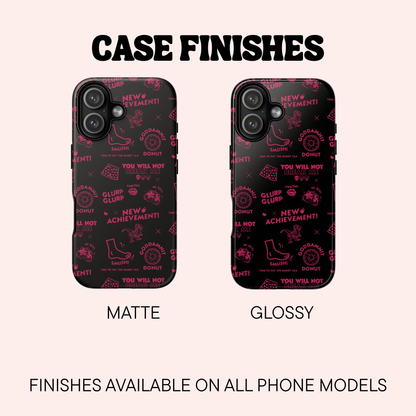 Case finishes page showing the Matte and Glossy options for the phone cases