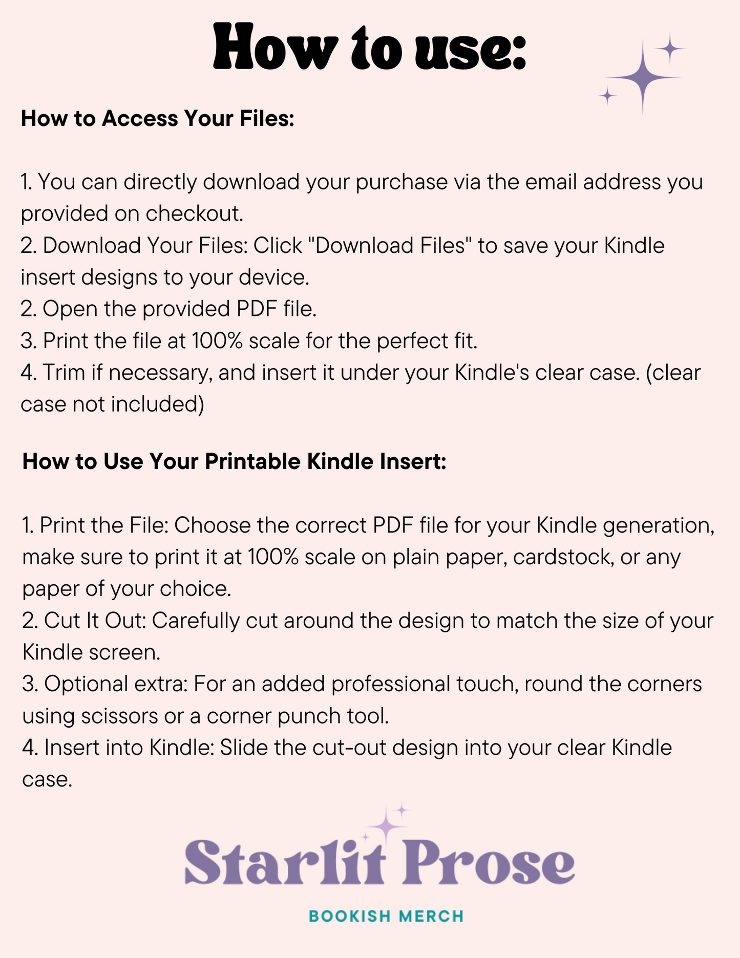 Instructions on how to download and use files