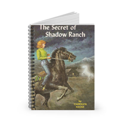 This Nancy Drew bookish notebook features the classic book cover design of The Secret of Shadow Ranch by Carolyn Keene. Designed by Starlit Prose Bookish Merch Australia.